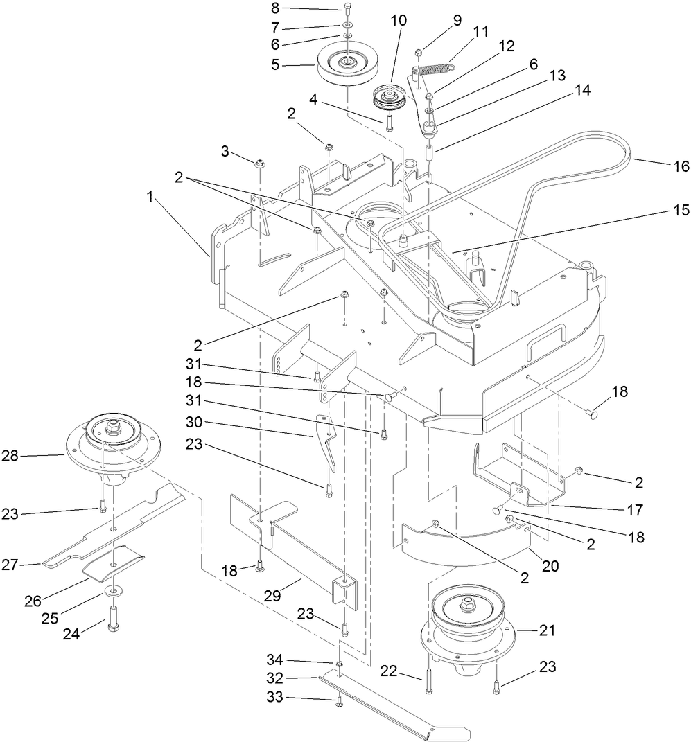 Deck Drive and Baffle Assembly