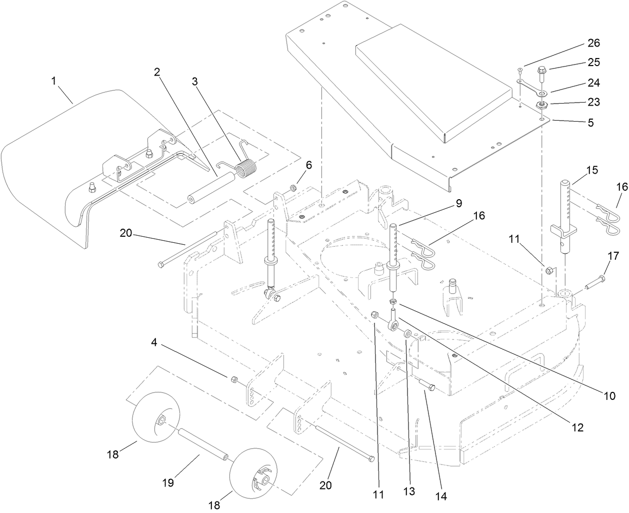 Deck Deflector, Roller and Cover Assembly
