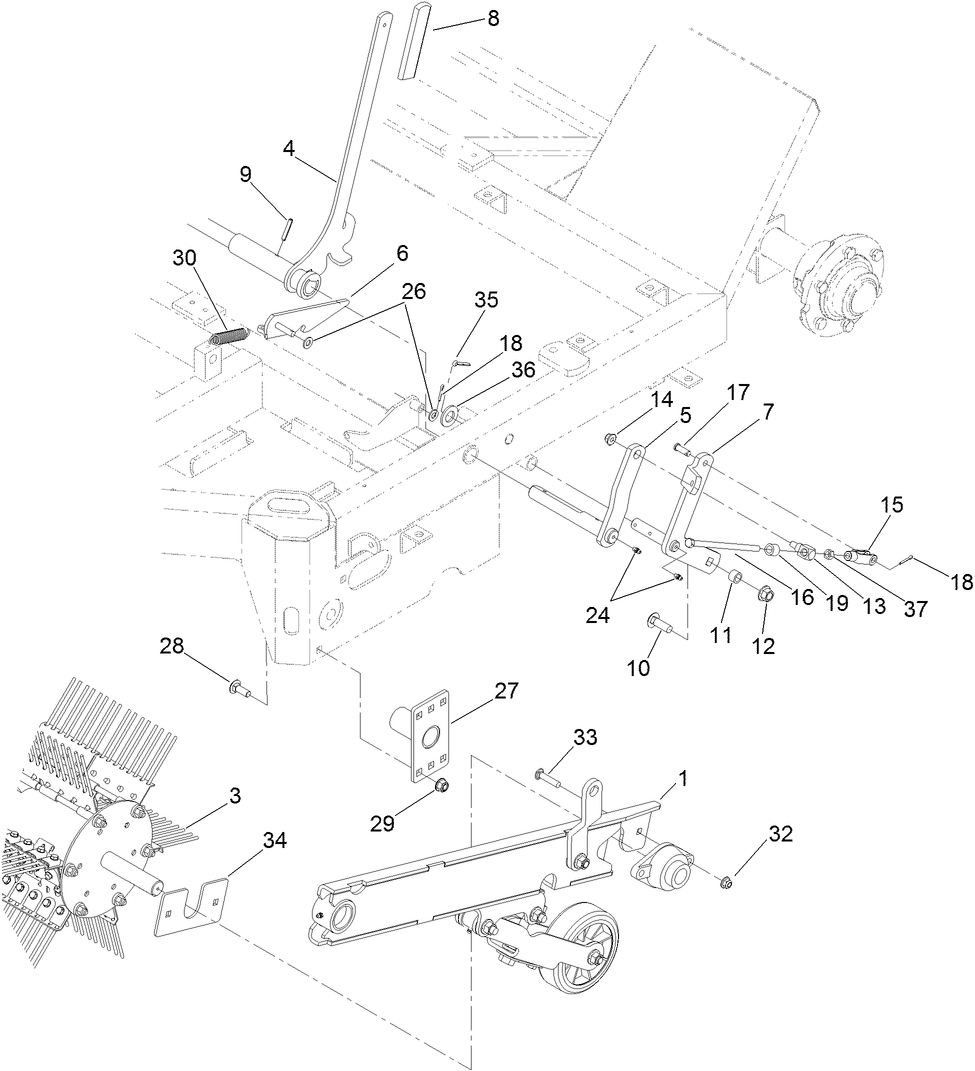 Rake and Trailing Arm Assembly