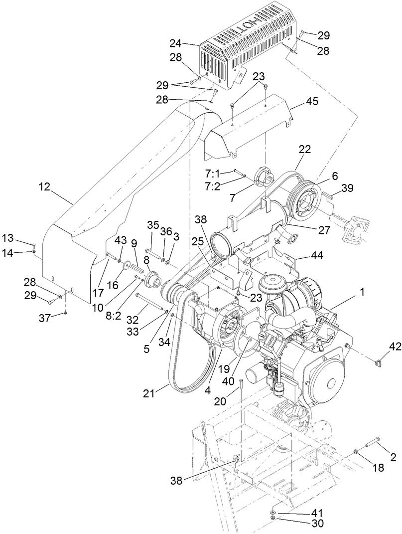 Engine, Clutch and Muffler Assembly