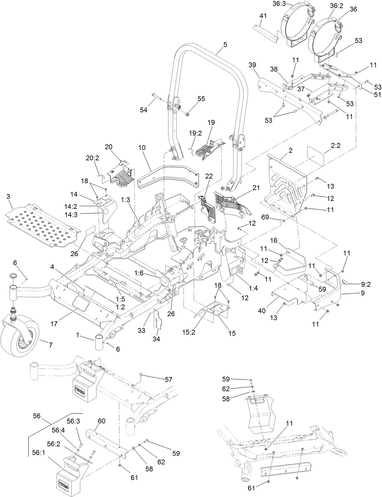 Frame and Caster Wheel Assembly