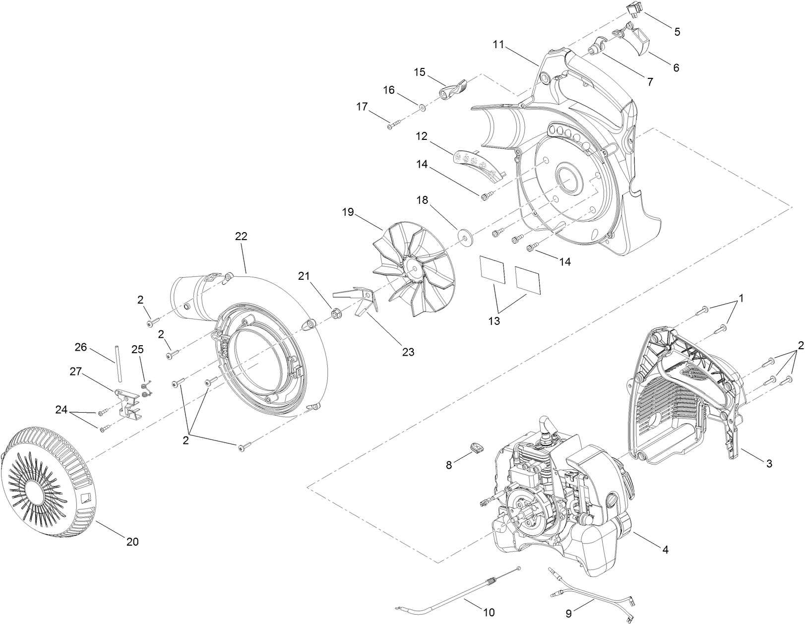 Engine and Housing Assembly