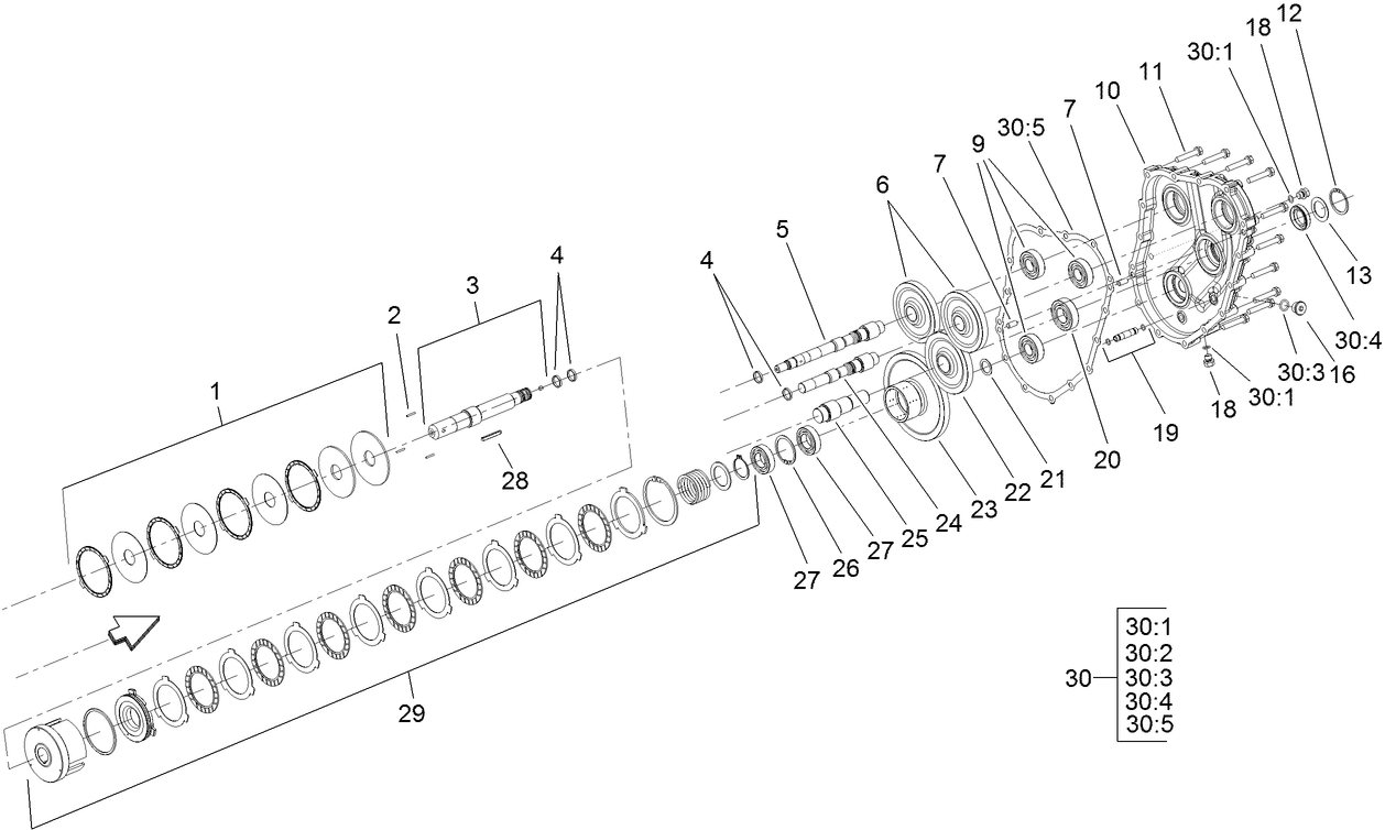 Gear Case and Clutch Assembly  Transmission Assembly No. 121-3370
