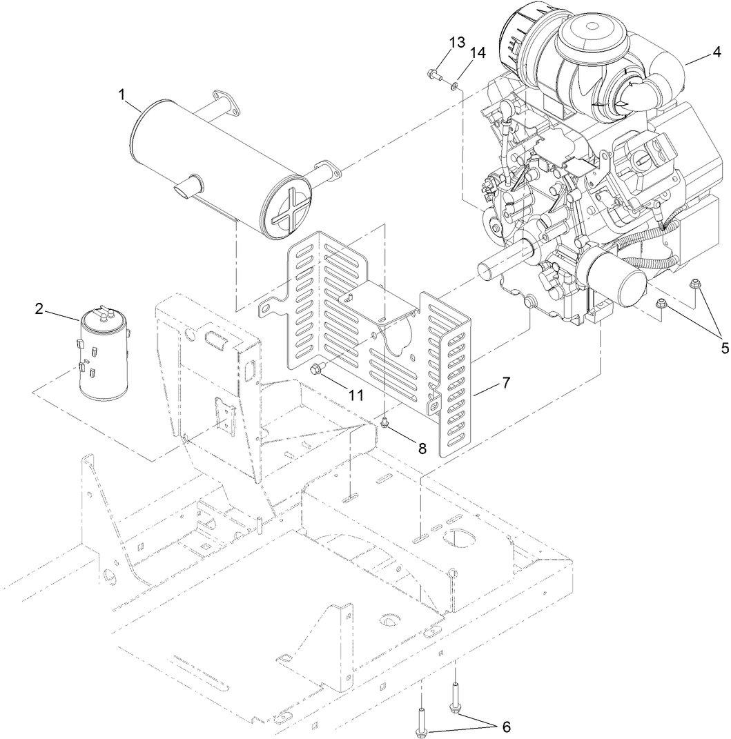 Engine and Muffler Assembly