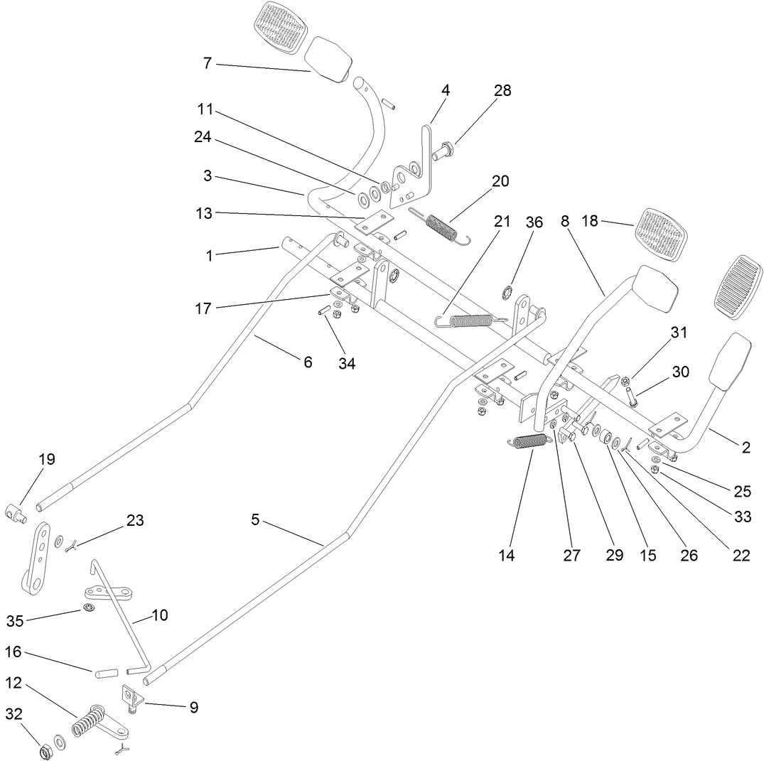 Operation - Travel Pedals and Brake Assembly