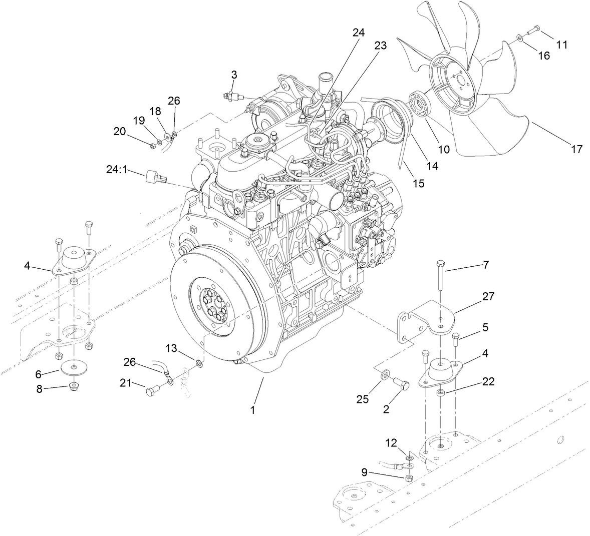 Engine Mounting and Electrical Assembly