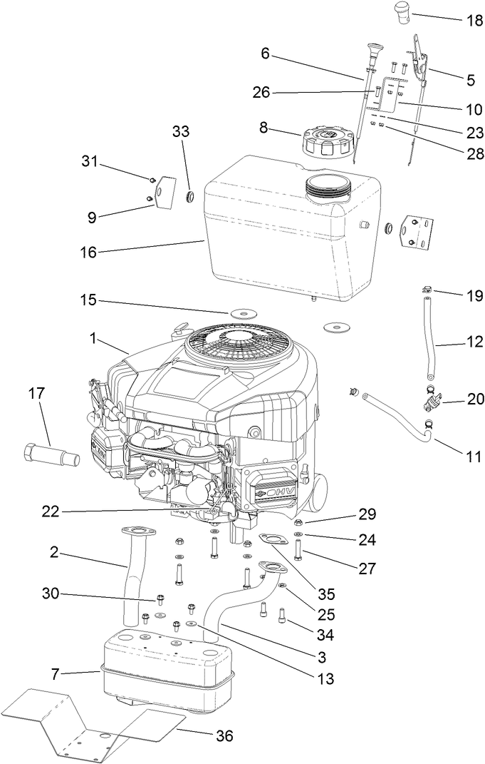 Engine and Muffler Assembly