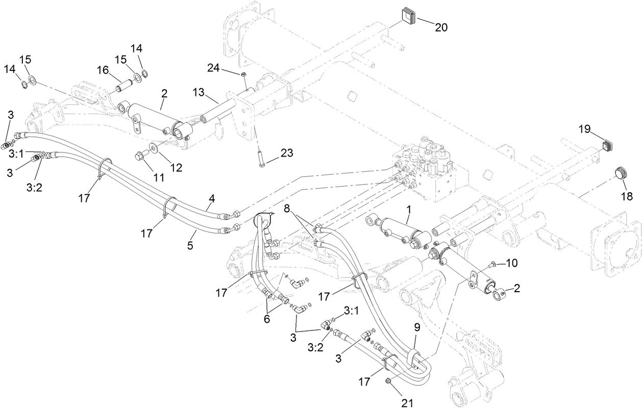 Front Lift Cylinder and Plumbing Assembly