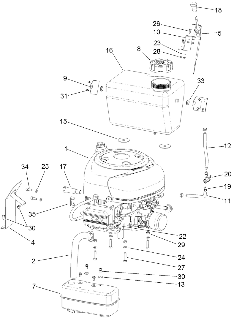 Engine and Muffler Assembly
