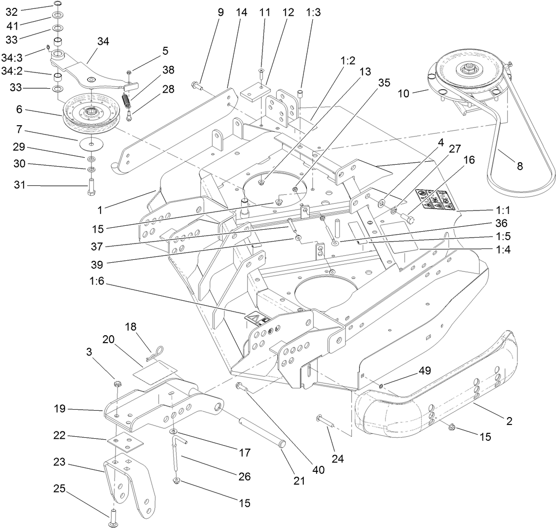 Left Deck Idler and Skid Assembly