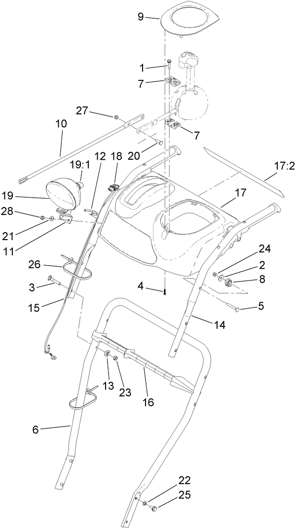 Lower Handle and Headlamp Assembly