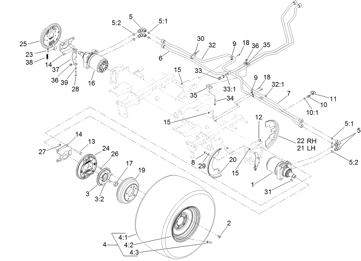 Front Wheel, Brake and Hydraulic Motor Assembly