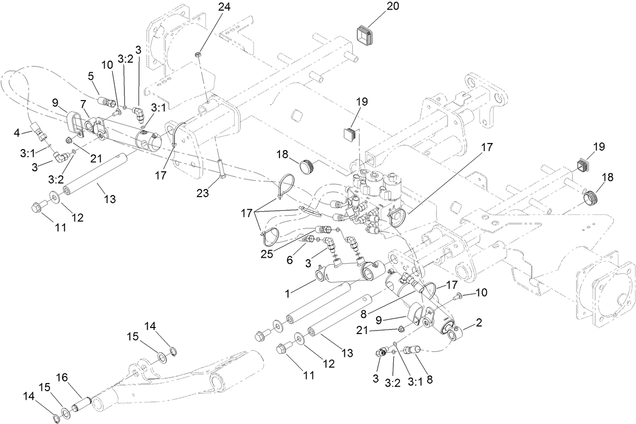 Front Lift Cylinder and Plumbing Assembly