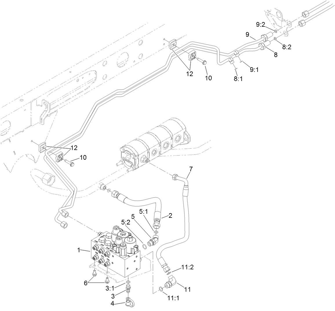 Hydraulic Lift Block and Plumbing Assembly