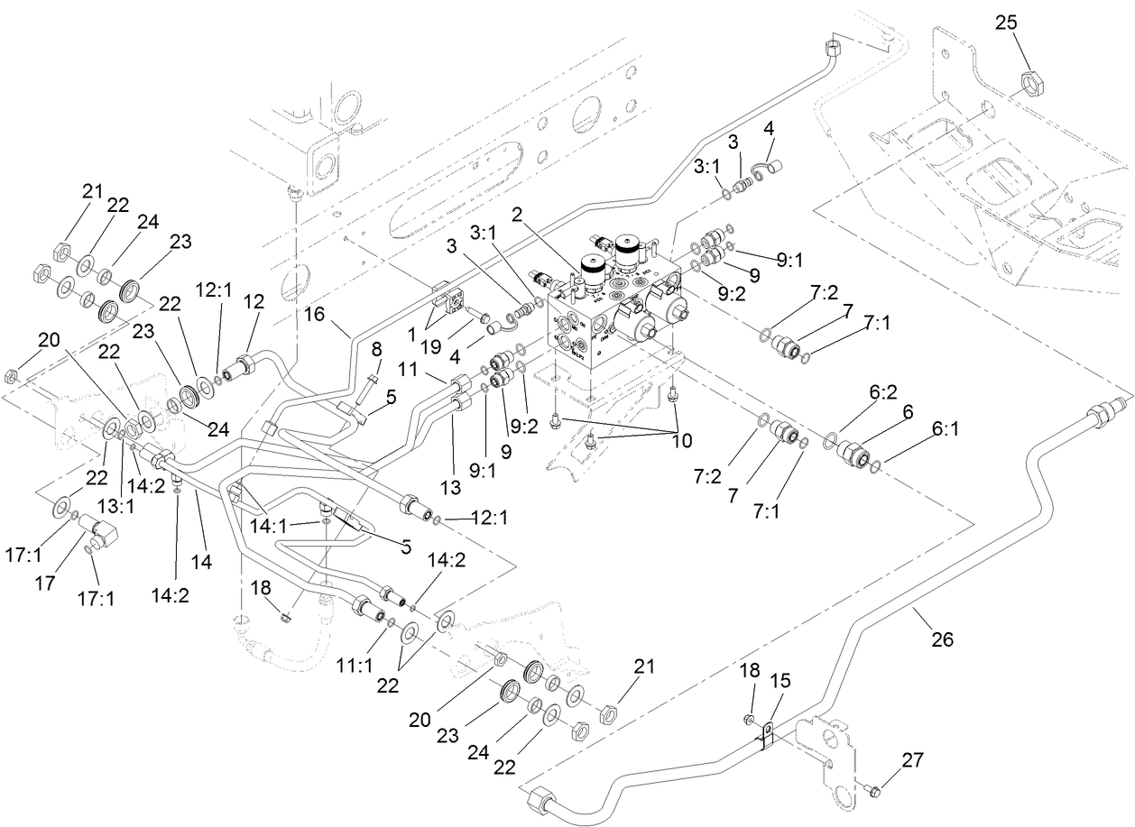Reel Control Block Hydraulic Plumbing Assembly