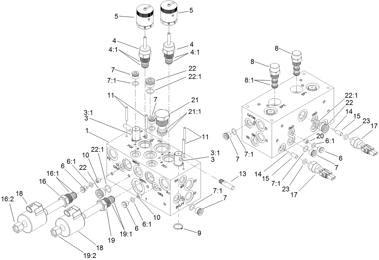 Hydraulic Manifold Block Assembly No. 108-1625