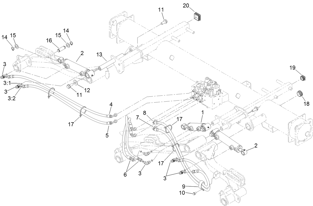 Front Lift Cylinder and Plumbing Assembly
