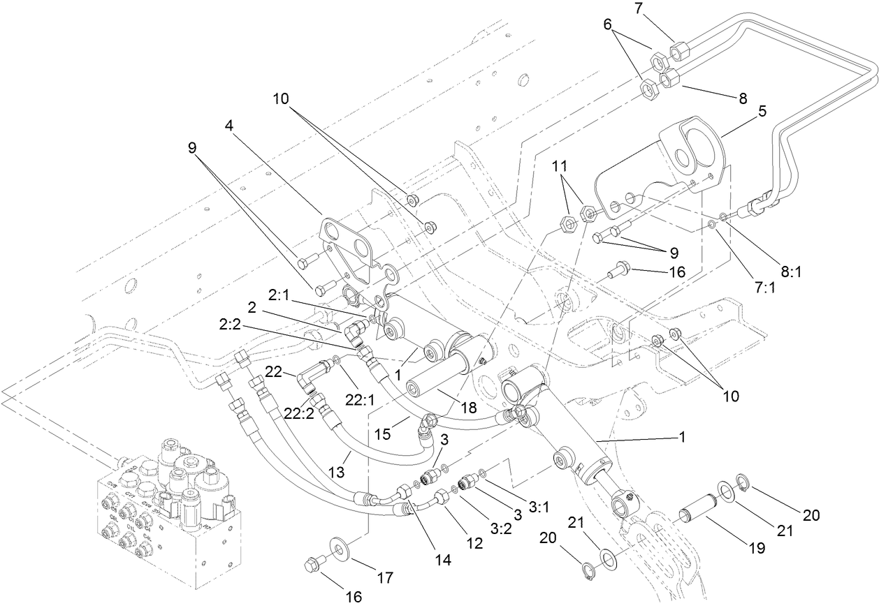 Rear Lift Cylinder and Plumbing Assembly