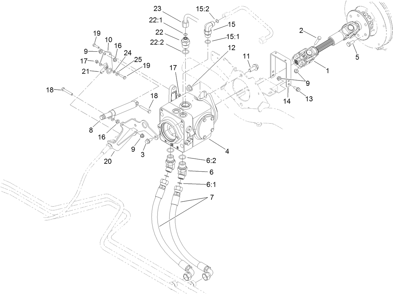 Driveshaft and Variable Pump Hydraulic Fitting Assembly