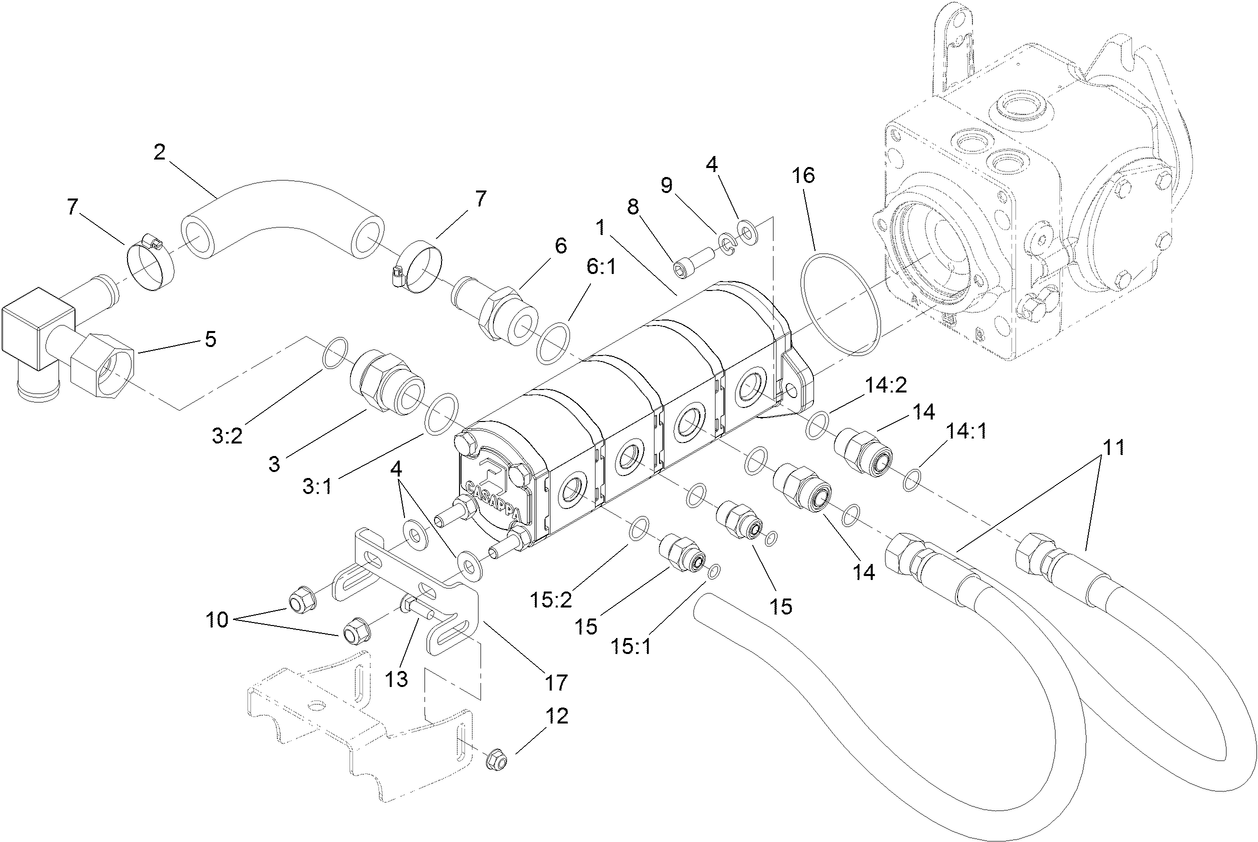 Gear Pump Hydraulic Plumbing Assembly