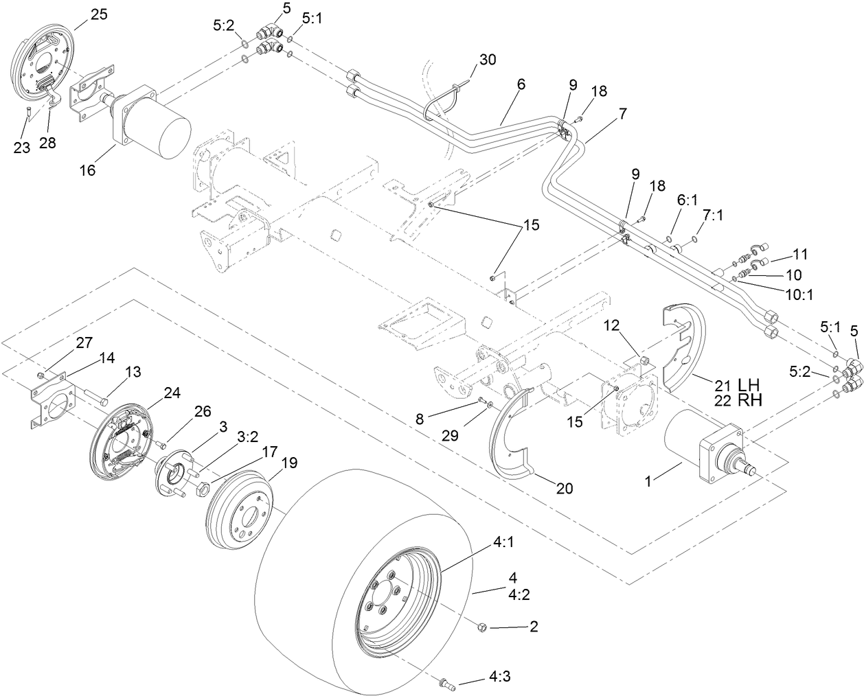 Front Wheel, Brake and Hydraulic Motor Assembly