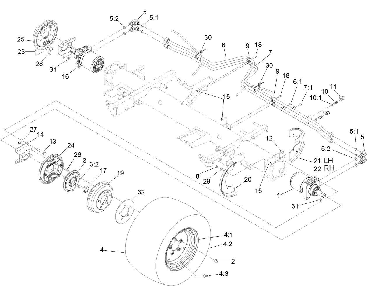 Front Wheel, Brake and Hydraulic Motor Assembly