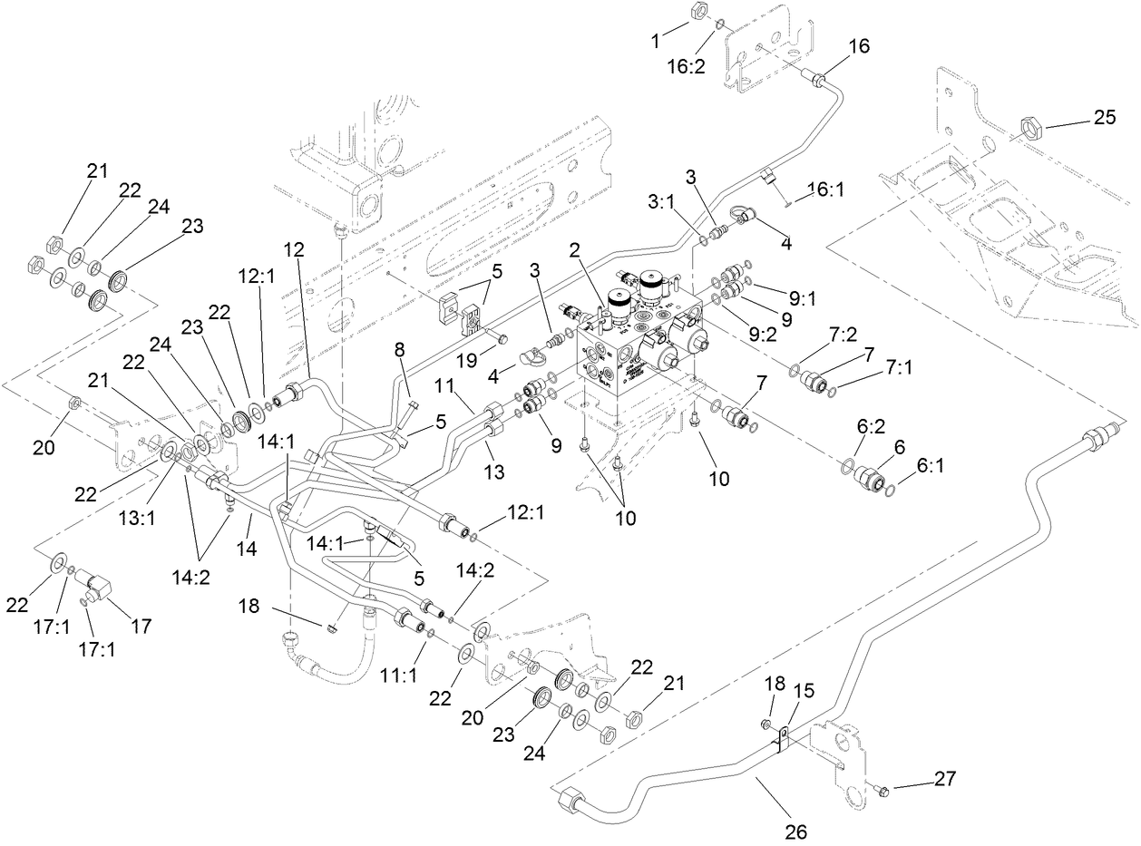 Reel Control Block Hydraulic Plumbing Assembly