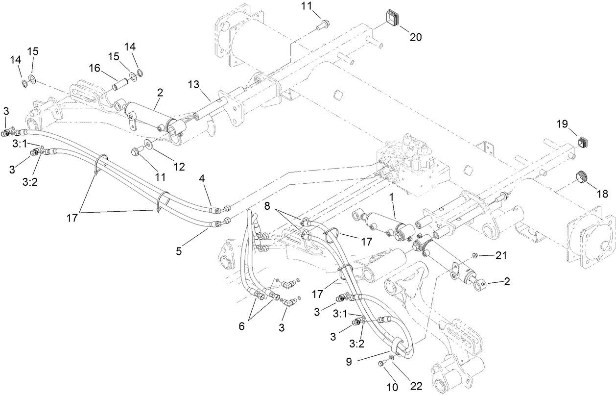Front Lift Cylinder and Plumbing Assembly
