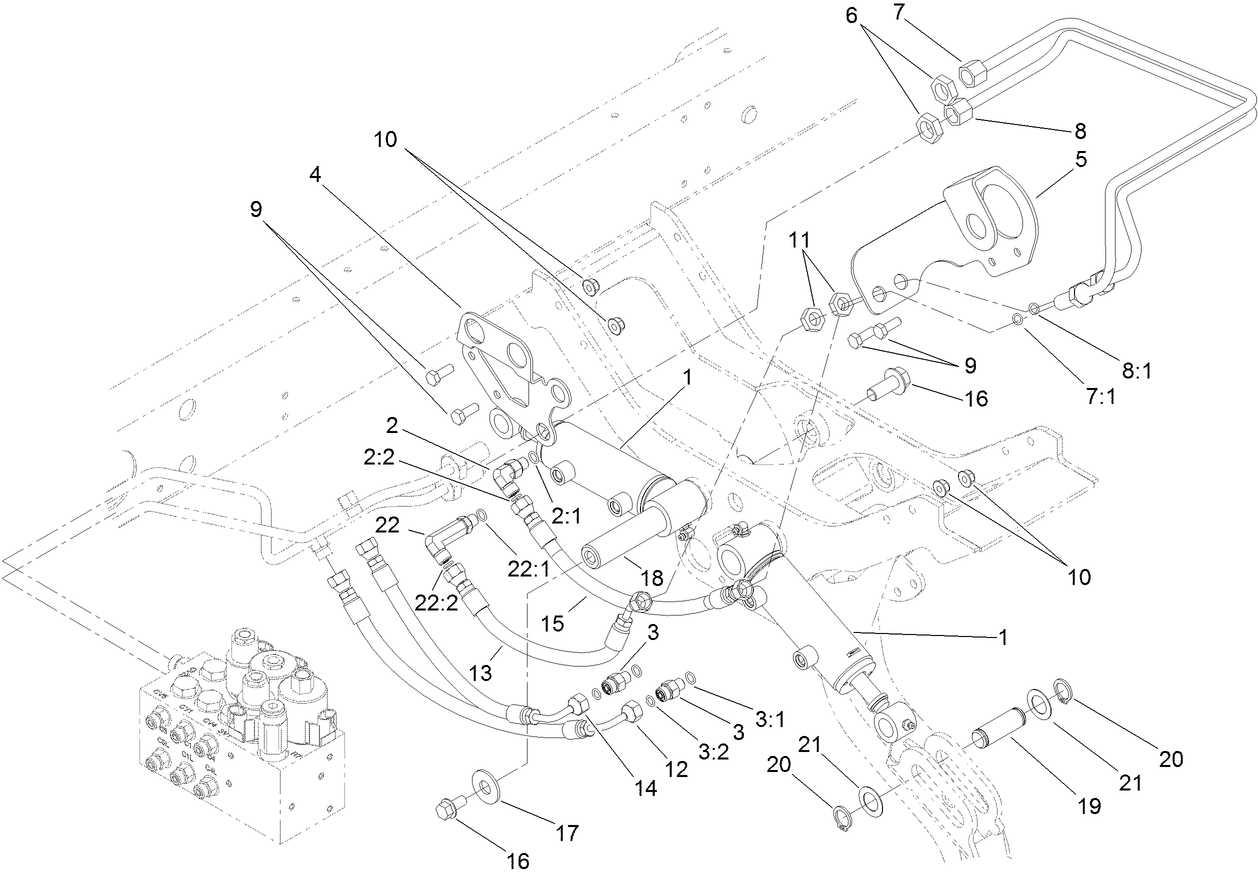Rear Lift Cylinder and Plumbing Assembly