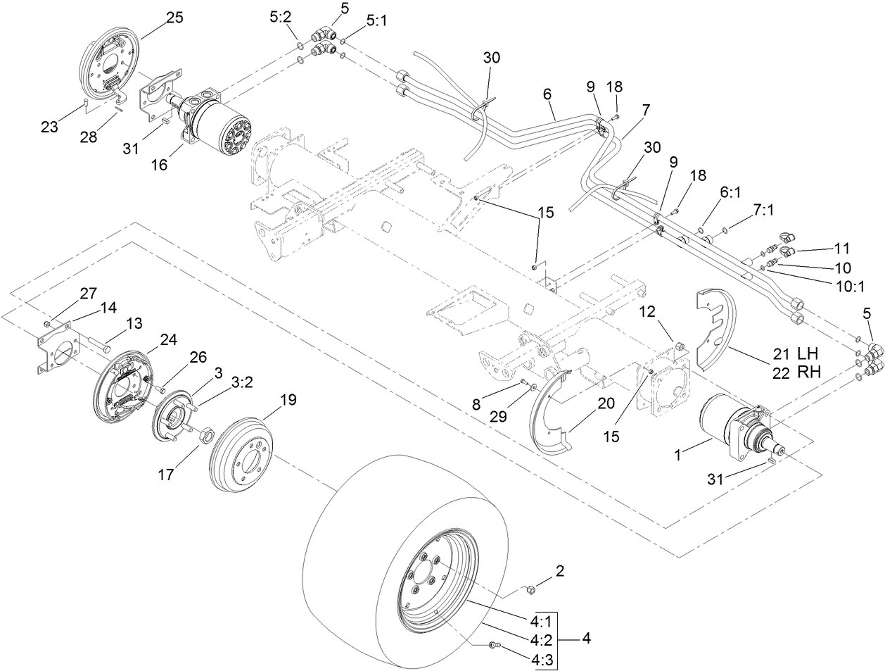 Front Wheel, Brake and Hydraulic Motor Assembly