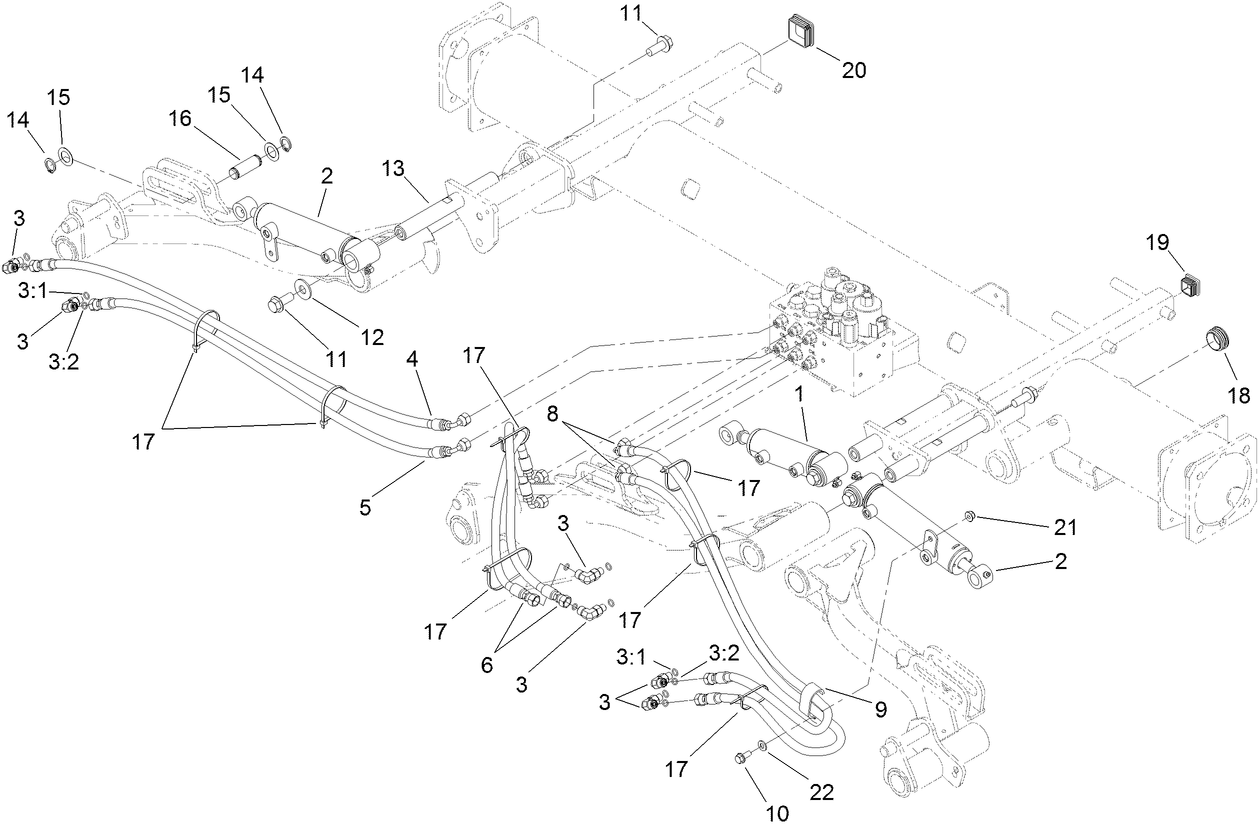 Front Lift Cylinder and Plumbing Assembly
