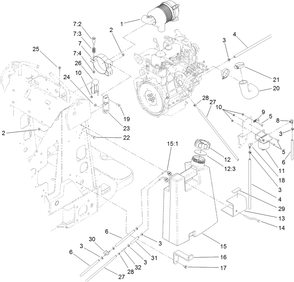 Fuel Tank and Air Filter Assembly