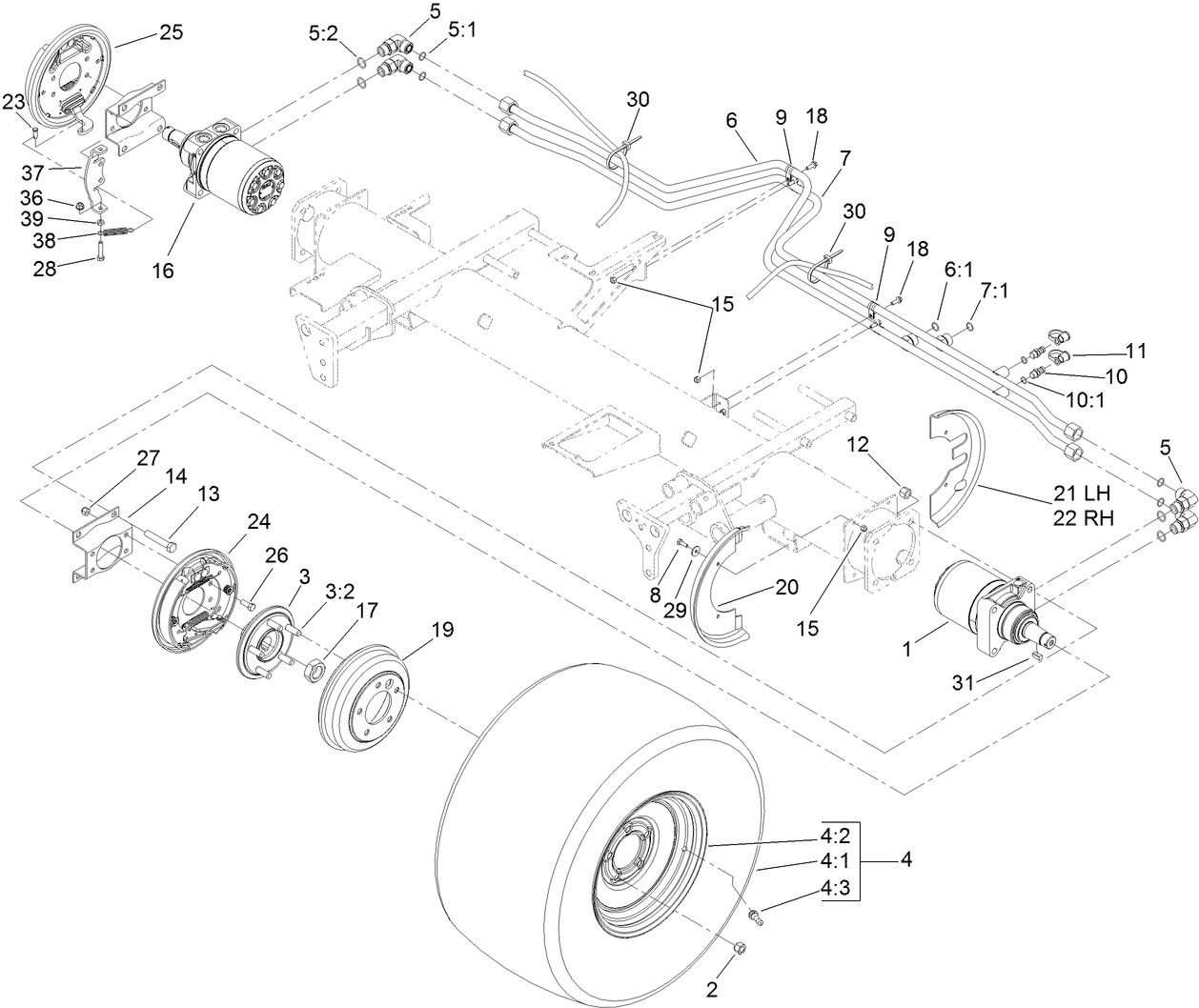 Front Wheel, Brake and Hydraulic Motor Assembly