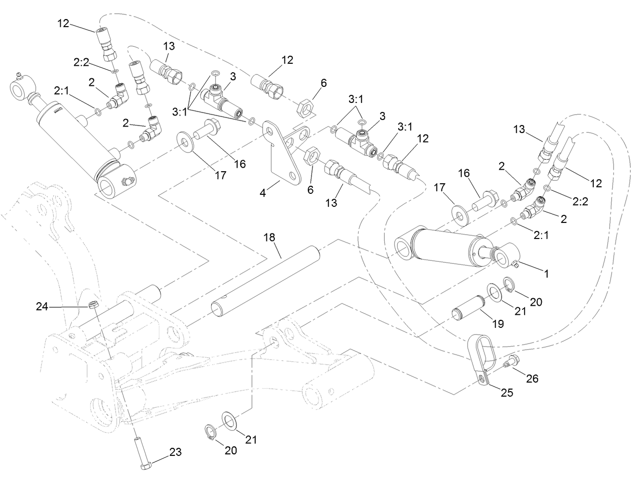 Rear Lift Cylinder and Plumbing Assembly