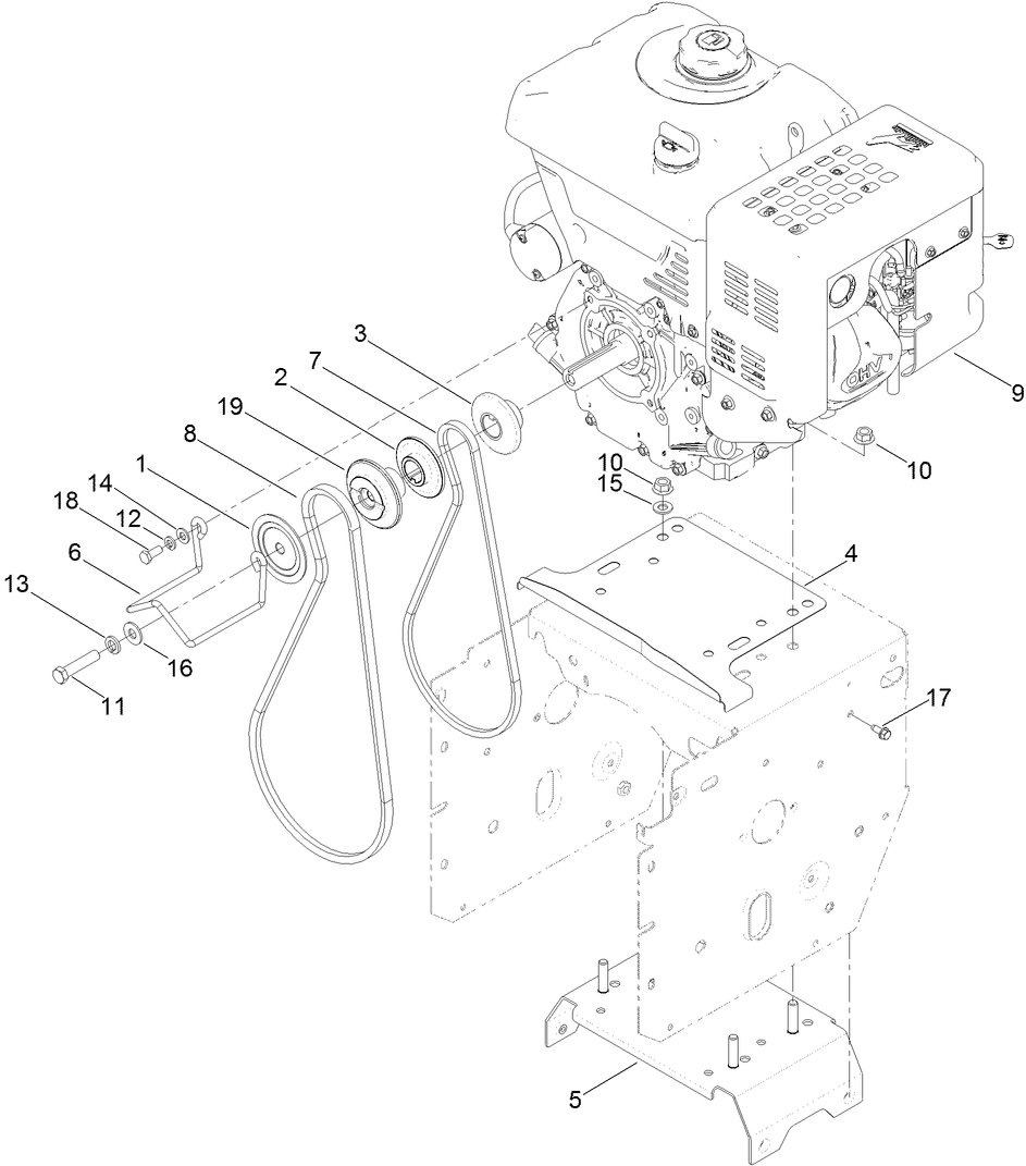 Engine and Pulley Assembly