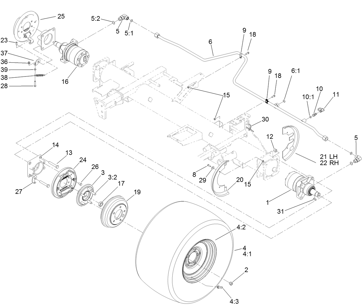 Front Wheel, Brake and Hydraulic Motor Assembly