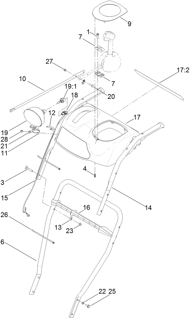 Lower Handle and Headlamp Assembly
