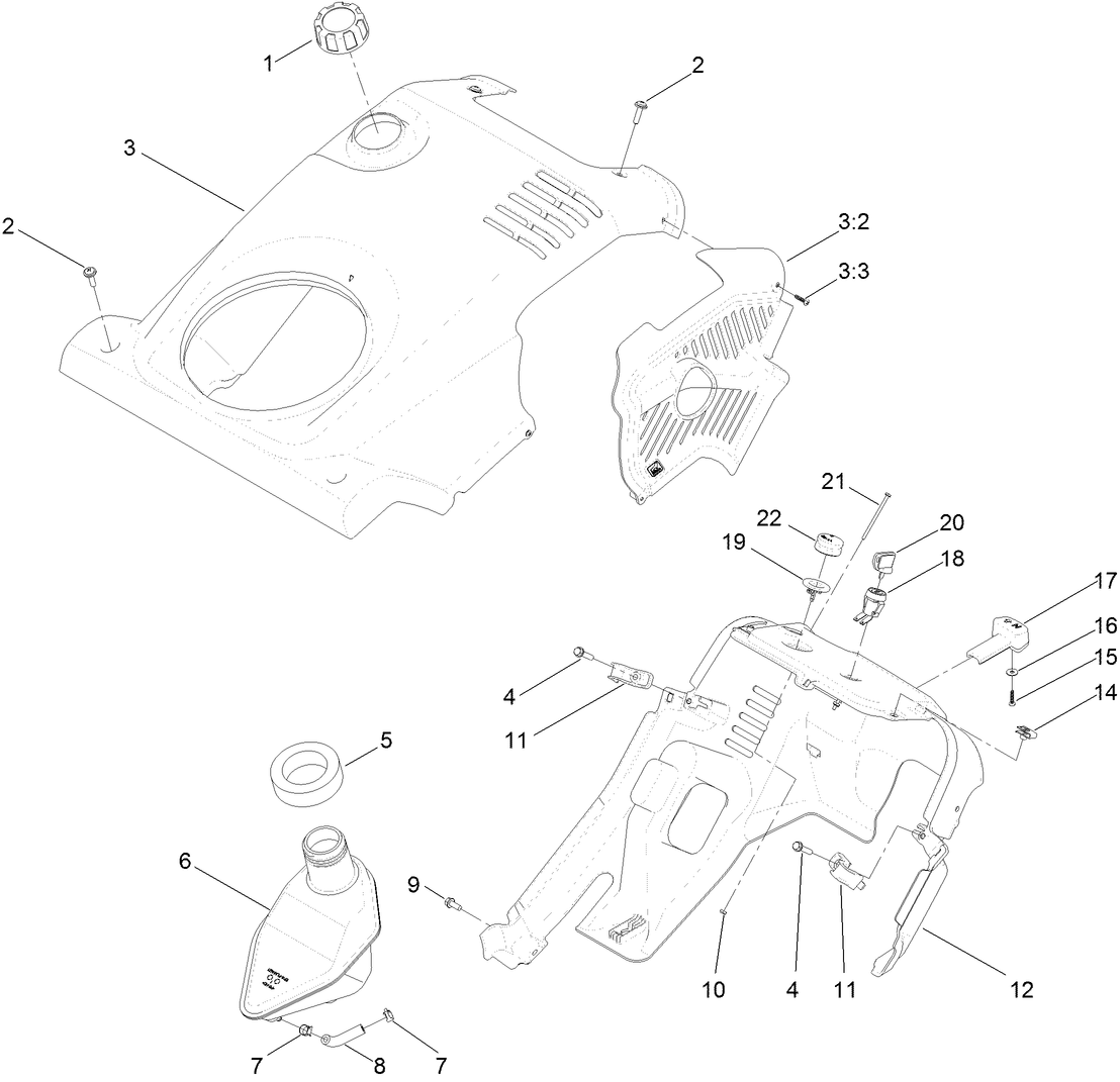 Shroud and Gas Tank Assembly