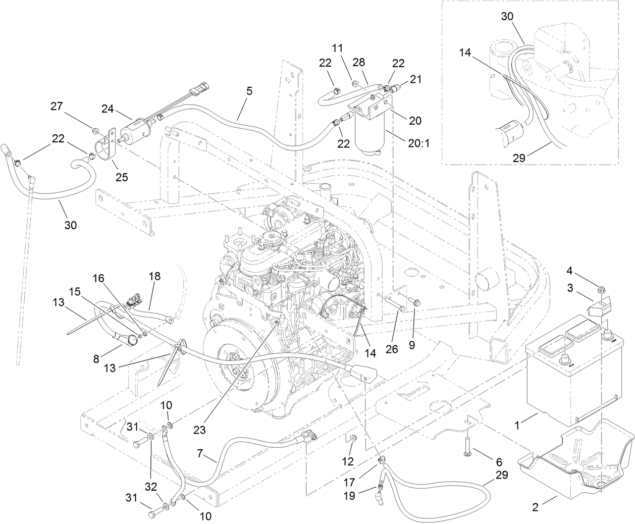 Battery and Fuel Delivery Assembly