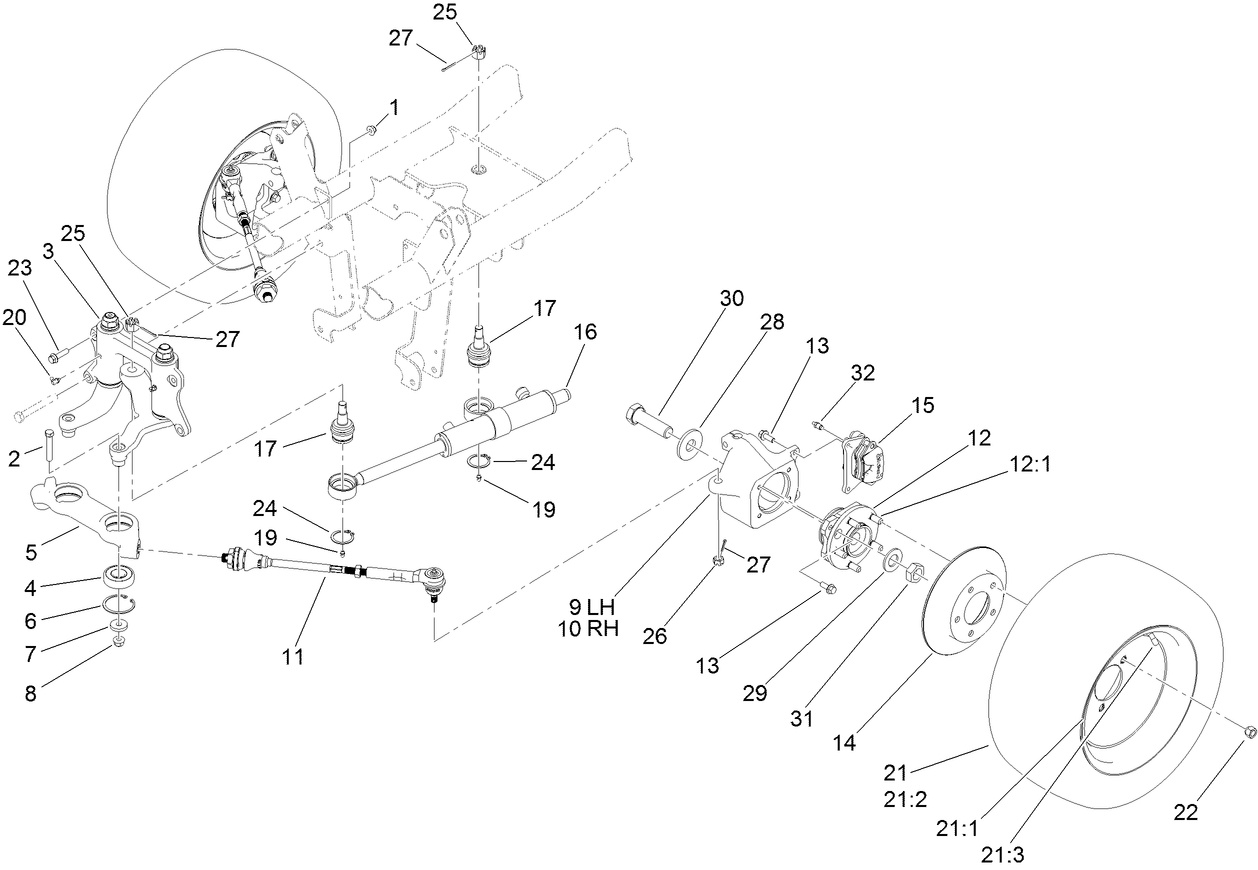 Steering and Front Wheel Assembly