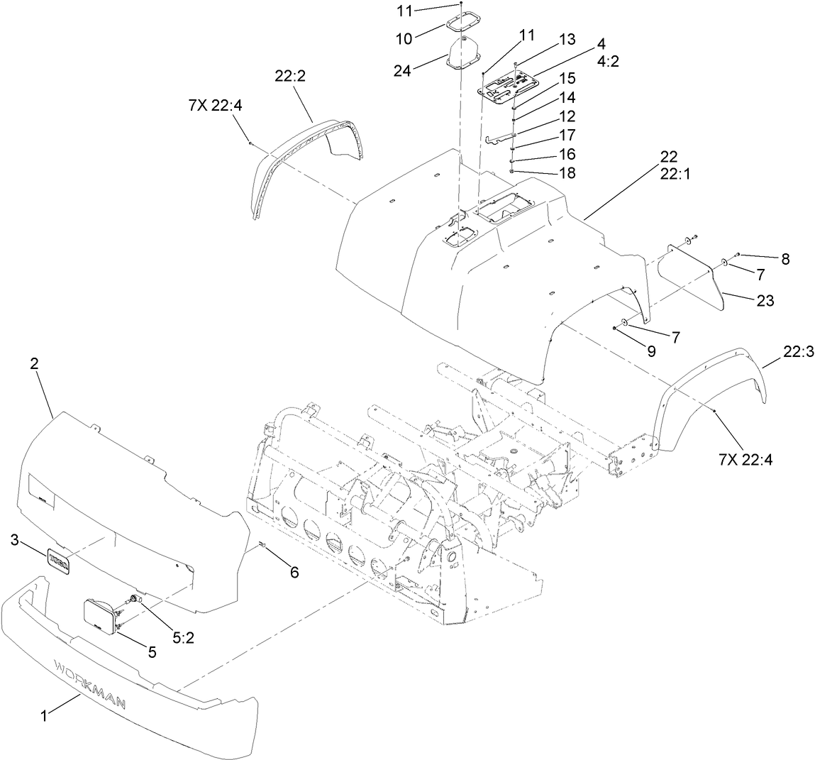 Bumper, Hood and Seat Base Assembly