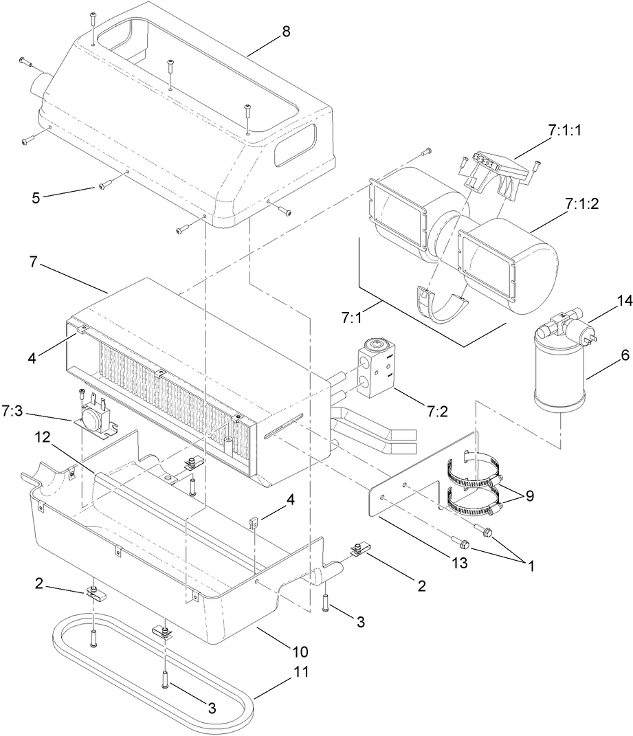 Cab A/C Heater and Evaporator Assembly