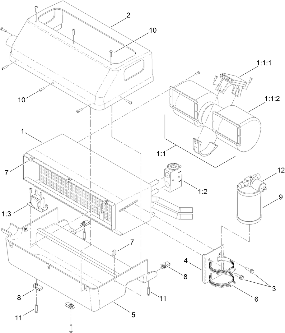 A/C Heater and Evaporator Cab Assembly
