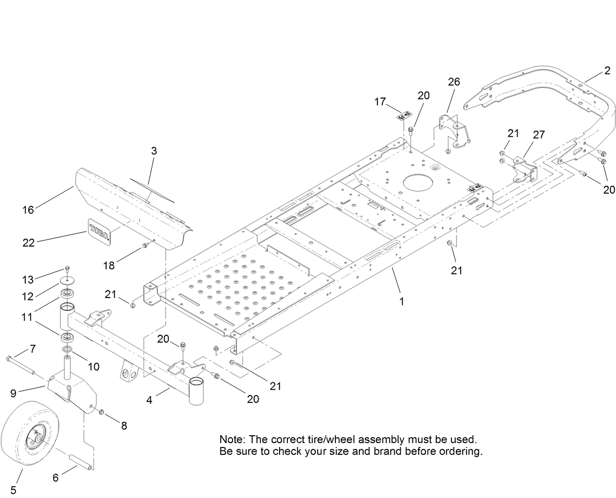 Frame, Front Axle and Caster Wheel Assembly