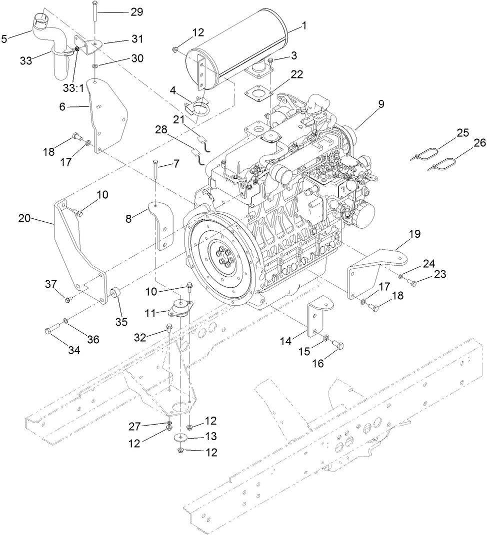 Engine Mounting and Exhaust Assembly