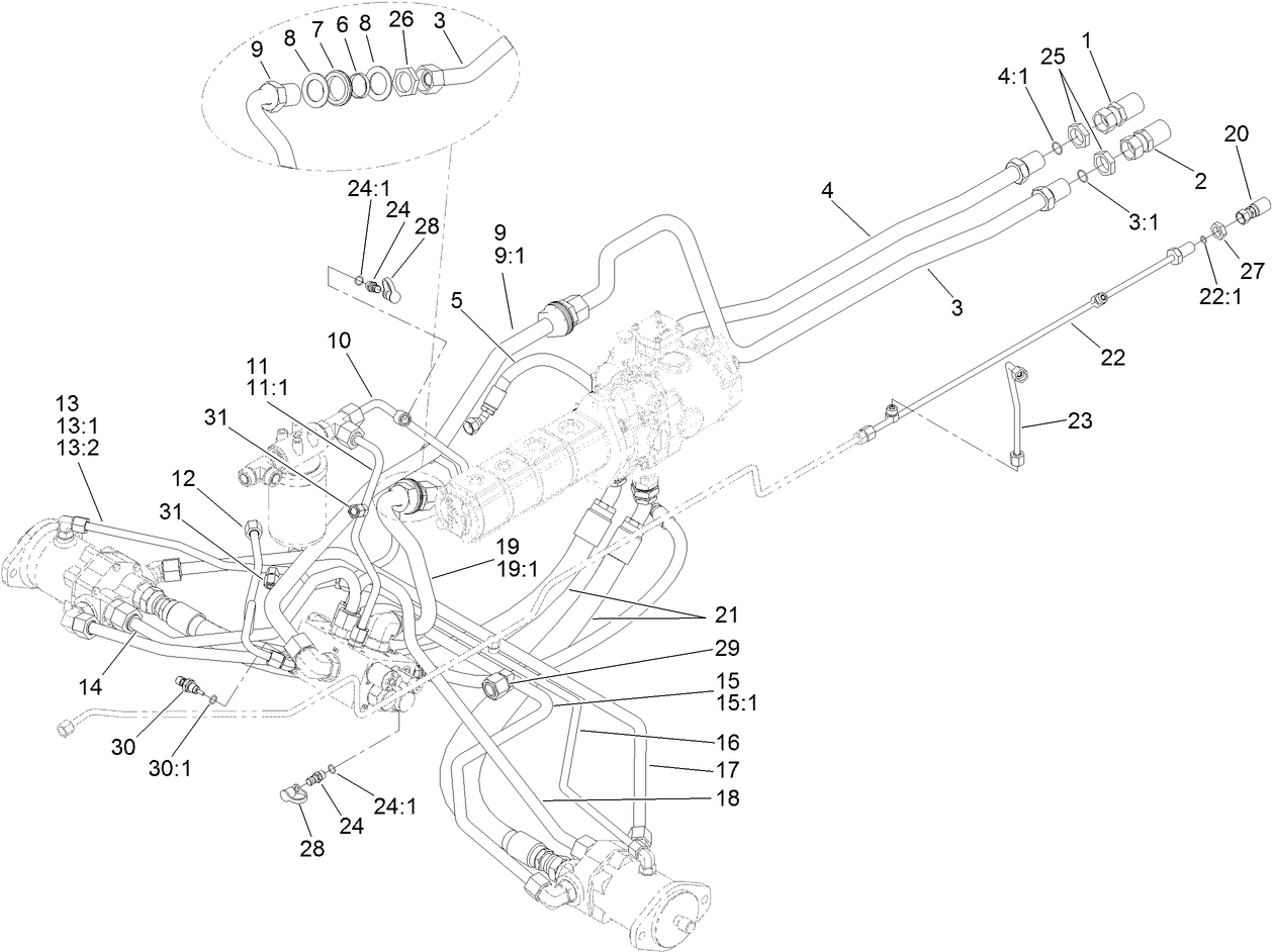 Traction Hydraulic Line Assembly
