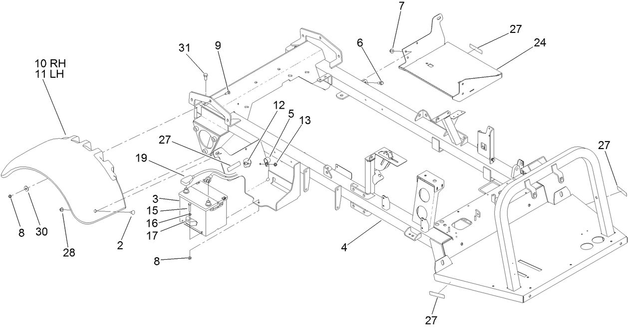 Rear Fender and Battery Mount Assembly