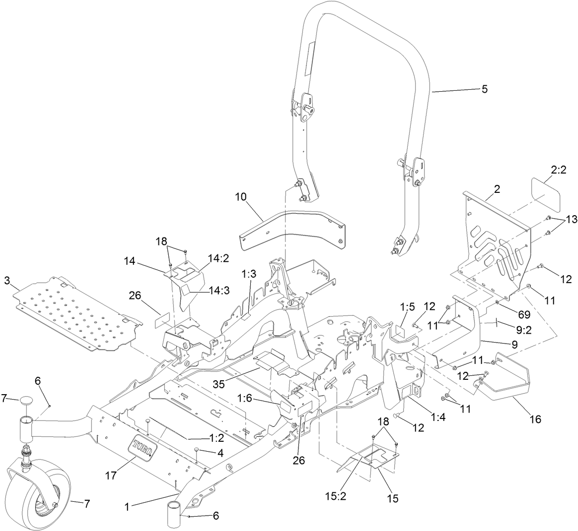 Frame and Caster Wheel Assembly