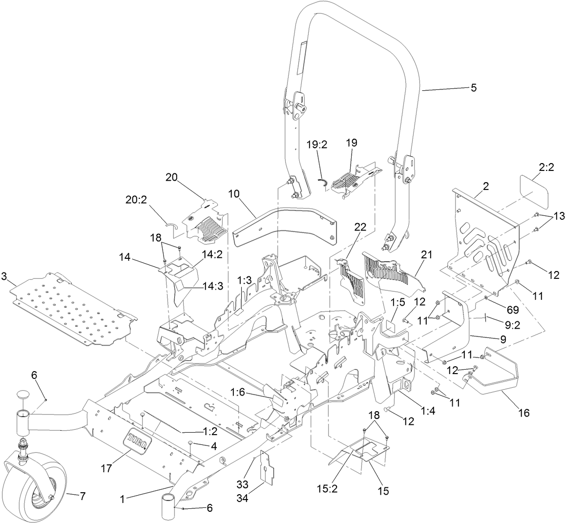 Frame and Caster Wheel Assembly