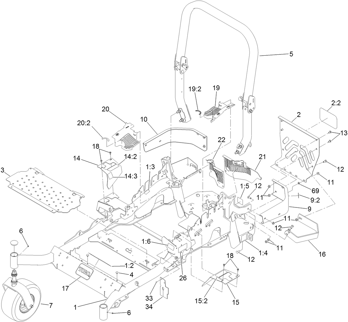 Frame and Caster Wheel Assembly